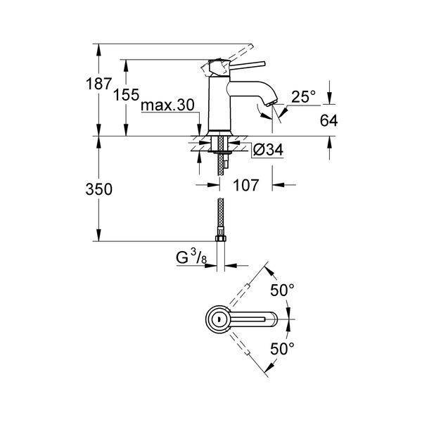 Змішувач для раковини Grohe BauClassic S-Size 23162000 CV032458 фото