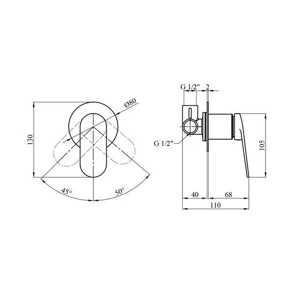 Смеситель скрытого монтажа для душа Kroner Element 211433-0101 CV035972 фото