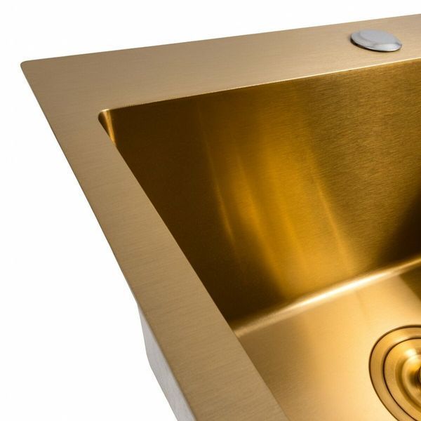 Комплект кухонної мийки Platinum Handmade 50*50 PVD Gold NES-TN65 pl23777 фото