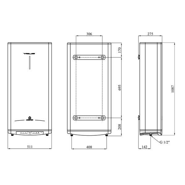 Водонагрівач Ariston VELIS PRO DRY WIFI 80 EU з сухим ТЕНом 3100909 CV034575 фото