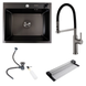 Комплект кухонної мийки Valeso 60х50HM PVD Kitchen Line Grafite SL73246 фото 1