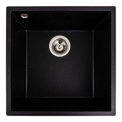 Гранітна мийка для кухні Platinum 4040 RUBA матовий чорний металік 41651 фото