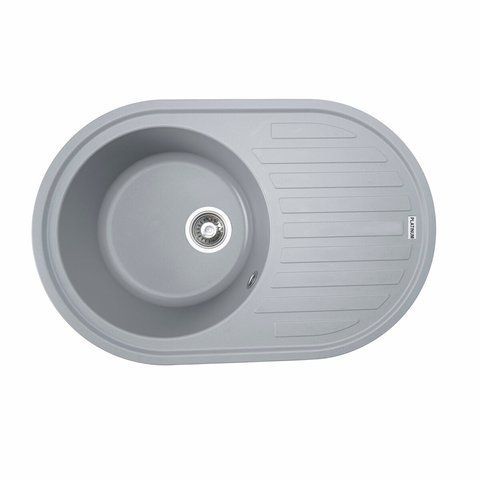Гранітна мийка для кухні Platinum 7750 LIRA матова Сірий металік 3371 фото
