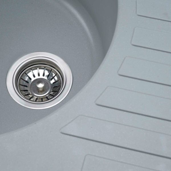 Гранітна мийка для кухні Platinum 7750 LIRA матова Сірий металік 3371 фото
