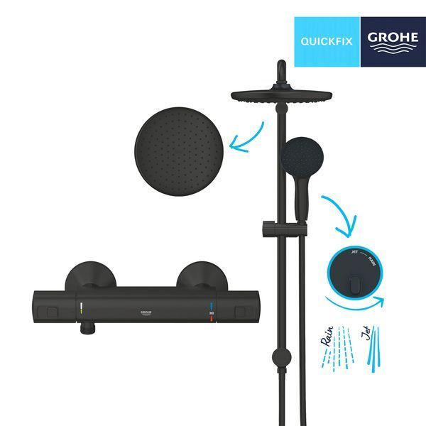 Смеситель термостатический для душа Grohe QuickFix Start Black UA303908T2 CV034630 фото
