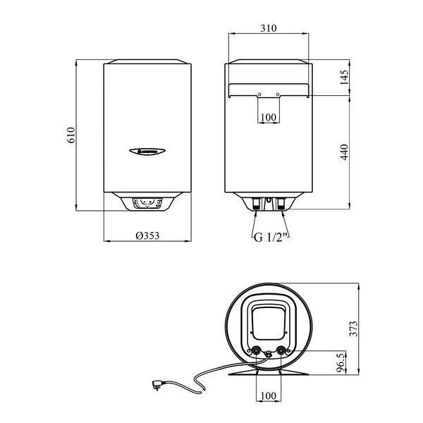 Водонагрівач Ariston Slim PRO1 ECO 30V 1,8K PL EU з мокрим ТЕНом 3626458 CV034046 фото