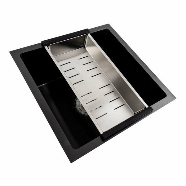 Кухонна мийка PVD чорна СМ 44*44 Platinum Handmade (монтаж під стільницю) 44551 фото
