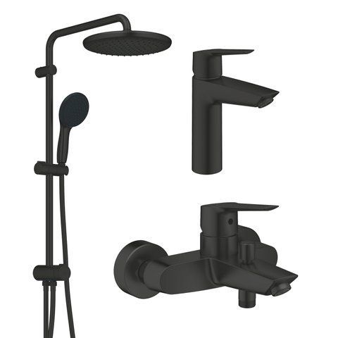 Набор смесителей 3 в 1 для ванной комнаты Grohe QuickFix Start Black UA303305RM CV034632 фото