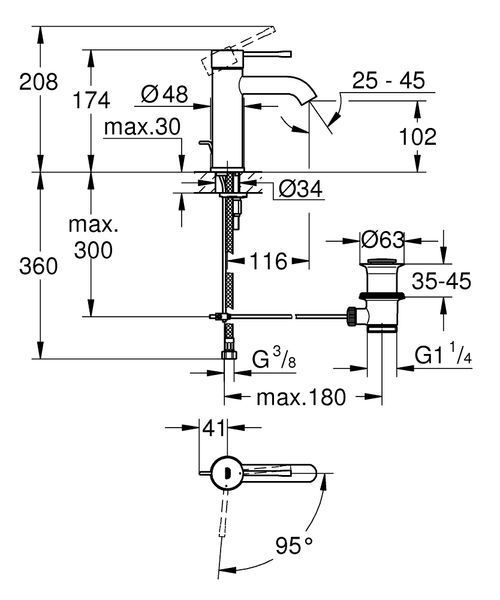 Essence Одноважільний змішувач для раковини S-Size (23591001) 23591001 фото