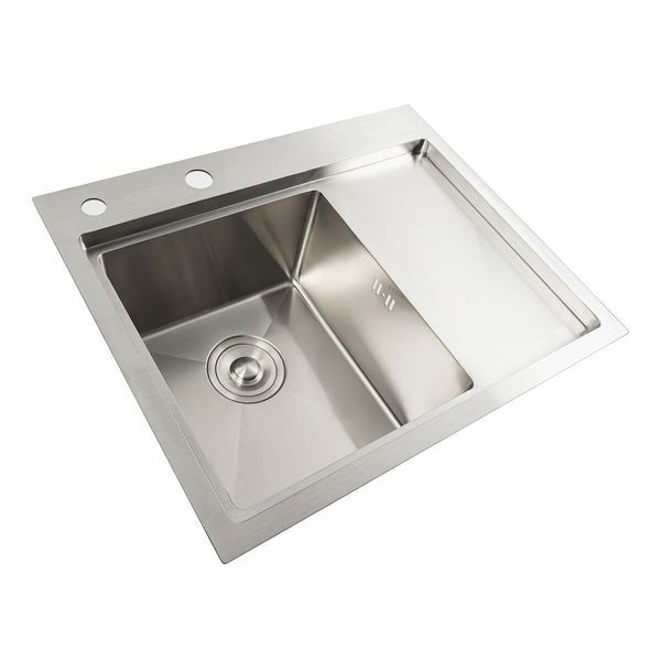 Кухонна мийка нержавійка 58*48 L Platinum Handmade (два отвори, круглий сифон 3,0/0,8) 42228 фото