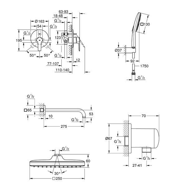 Душевая система скрытого монтажа Grohe QuickFix Start UA25183007 CV030623 фото