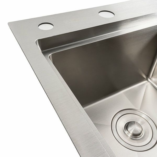Кухонна мийка нержавійка 58*48 L Platinum Handmade (два отвори, круглий сифон 3,0/0,8) 42228 фото