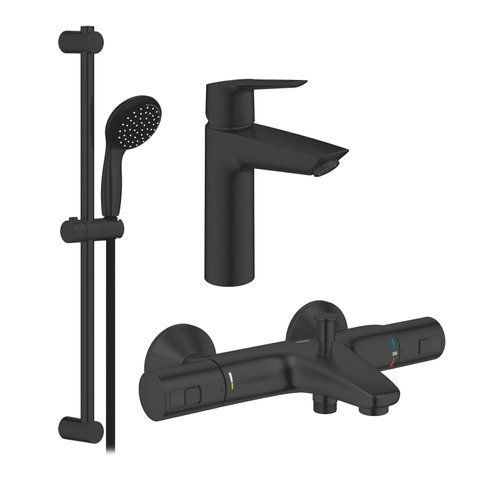 Набор смесителей 3 в 1 для ванной комнаты Grohe QuickFix Start Black UA303304TM CV032755 фото