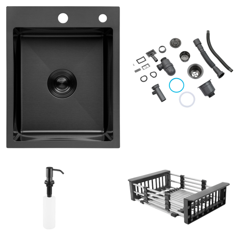 Комплект кухонная мойка KRP Schwarze - 4050HM PVD ST14225 фото
