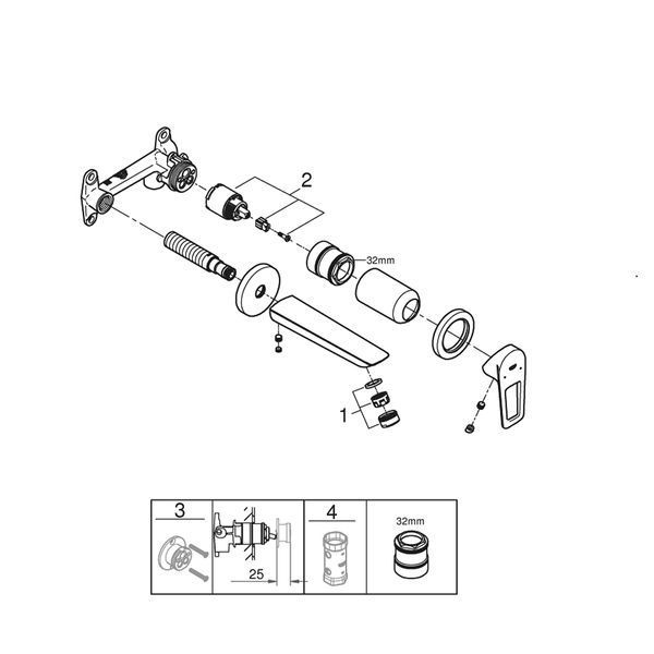Змішувач прихованого монтажу для раковини Grohe BauLoop New 20289001 CV034419 фото