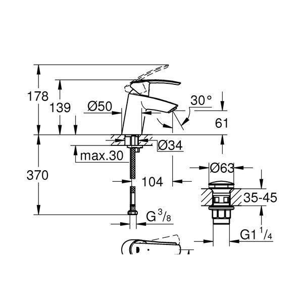 Смеситель для раковины Grohe Start S-Size 23550001 CV031928 фото