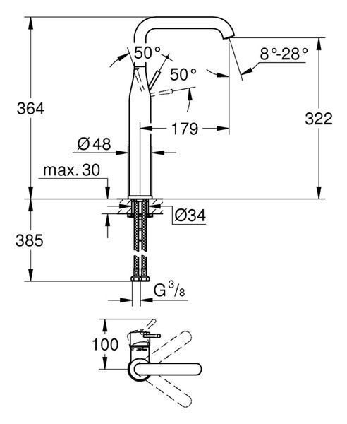 Змішувач для умивальника Essence New (32901001), Grohe 32901001/24170001 фото