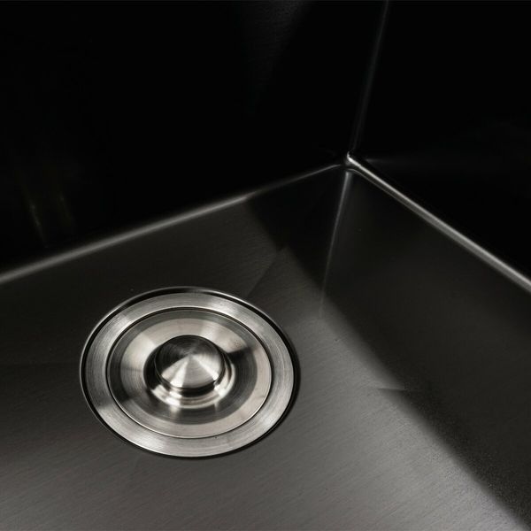 Кухонна мийка чорна PVD 78*43 L Platinum Handmade (два отвори, круглий сифон 3,0/0,8) 42230 фото
