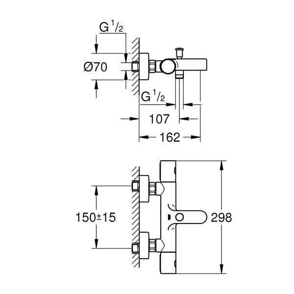 Смеситель термостатический для ванны Grohe QuickFix Precision Get 34774000 CV033581 фото