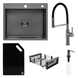 Комплект кухонної мийки Kroner KRP Schwarze 60х50HM PVD Kitchen Line Grafite SL43844 фото 1