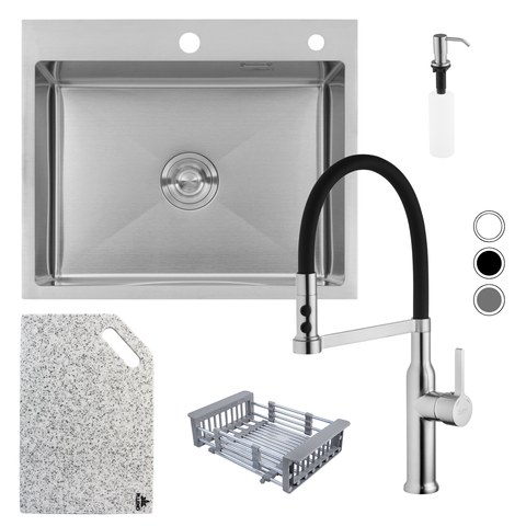 Комплект кухонної мийки Kroner KRP Geb&uuml;rstet 60х50HM Pllen&oacute; BLK04 Kitchen Line SL94470 фото