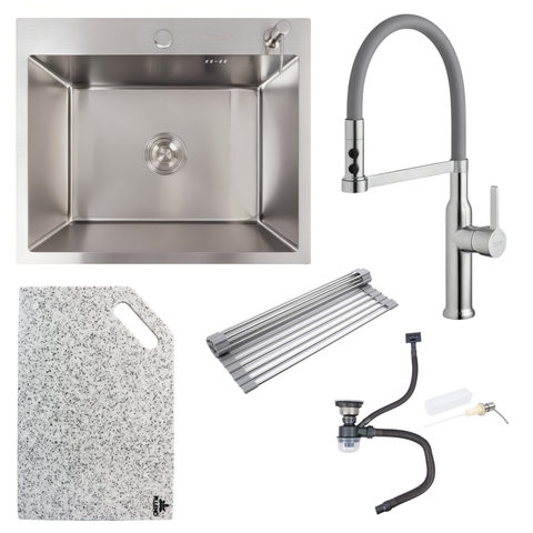 Комплект кухонної мийки Valeso 60х50HM GRA17 Kitchen Line SL73451 фото