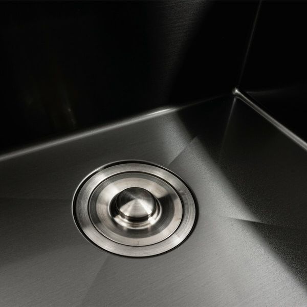 Кухонная мойка черная PVD 78*43 R Platinum Handmade (два отверстия, круглый сифон 3,0/0,8) 42231 фото