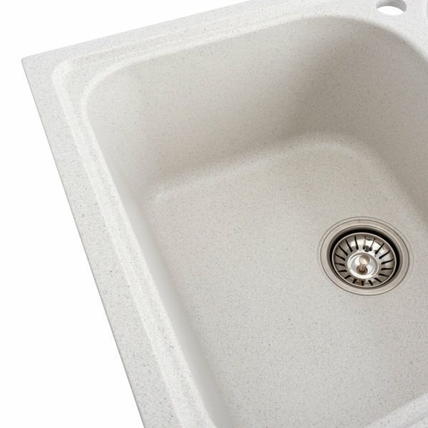 Гранітна мийка для кухні Platinum 7950 Equatoria матова Біла в крапку 36389 фото
