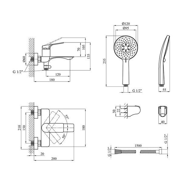 Смеситель для ванны Kroner KRP Graz - GRP060 CV031335 фото