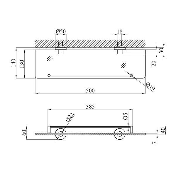 Полка для ванной комнаты Kroner KRP Edelstahl Klassisch - ESG3707 CV025661 фото
