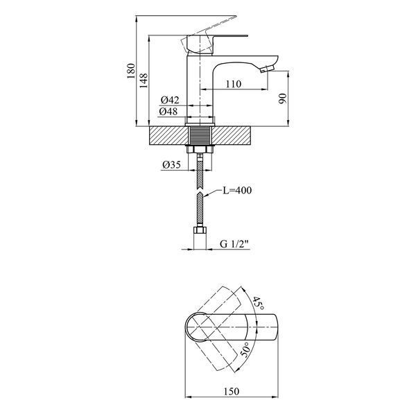 Смеситель для раковины Kroner KRM Main - C010 CV018617 фото