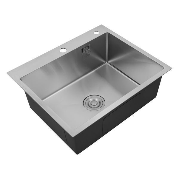 Комплект кухонної мийки Kroner KRP Geb&uuml;rstet 60х50HM BLK04 nichel SL94711 фото