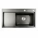 Кухонная мойка черная PVD 78*43 R Platinum Handmade (два отверстия, круглый сифон 3,0/0,8) 42231 фото 1