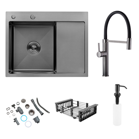 Комплект кухонної мийки KRP Schwarze - 6350LHM PVD ST4305 ST81761 фото