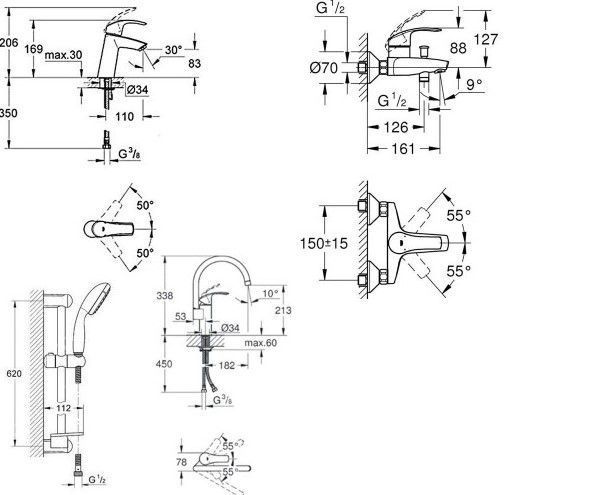 Набір змішувачів 4 в 1 Eurosmart (123248MK), Grohe 123248МK фото