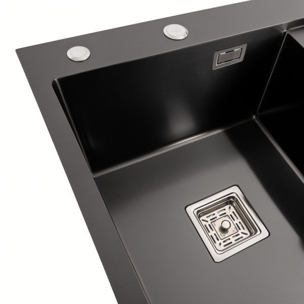 Кухонная мойка черная Platinum PVD Handmade 65*50 L(квадратный сифон 3,0/1) 37681 фото