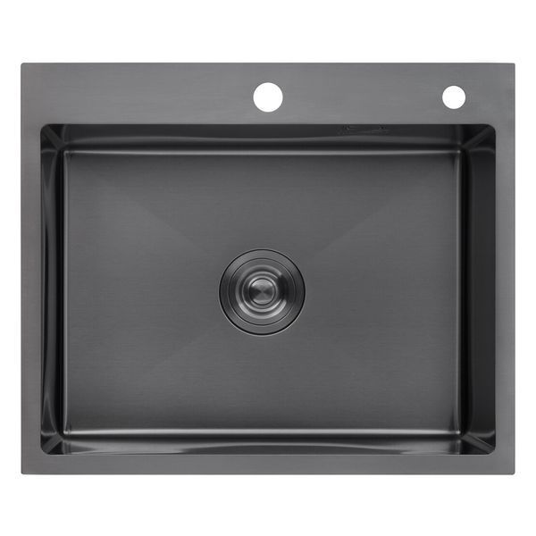 Комплект кухонной мойки Kroner KRP Schwarze 60х50HM PVD ST07 Grafite SL43877 фото