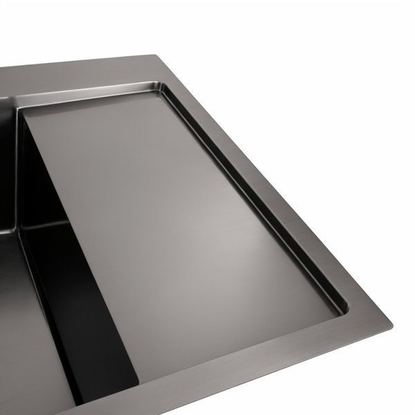 Кухонная мойка черная Platinum PVD Handmade 65*50 L(квадратный сифон 3,0/1) 37681 фото