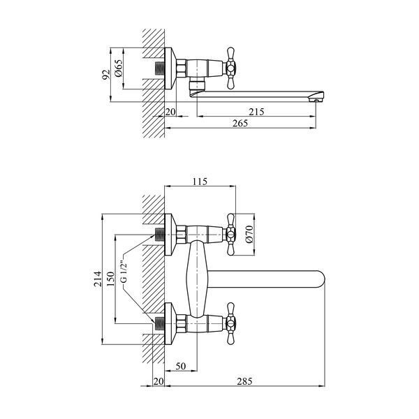 Смеситель для кухни настенный Kroner KRP Royce - C040 CV029051 фото
