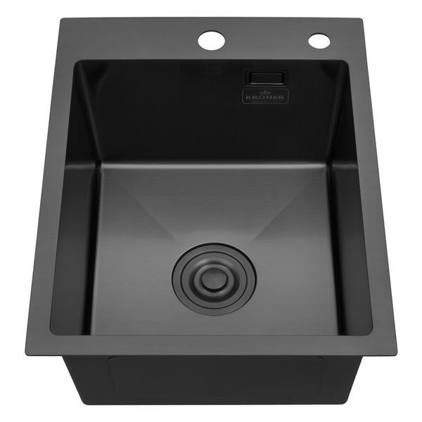 Комплект кухонной мойки Kroner KRP Schwarze 40х50HM PVD ST19 nero SL43721 фото