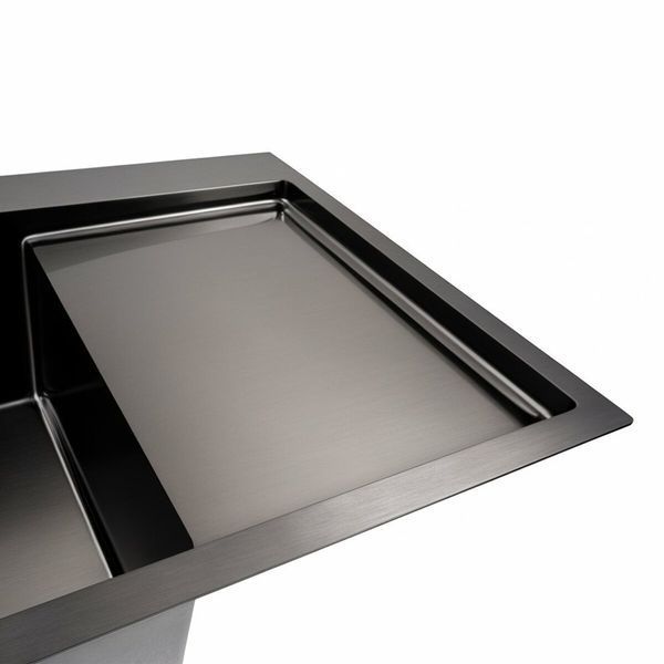 Кухонная мойка СМ 78*50 L PVD черная Platinum Handmade (круглый сифон 3.0/0.8) 44565 фото