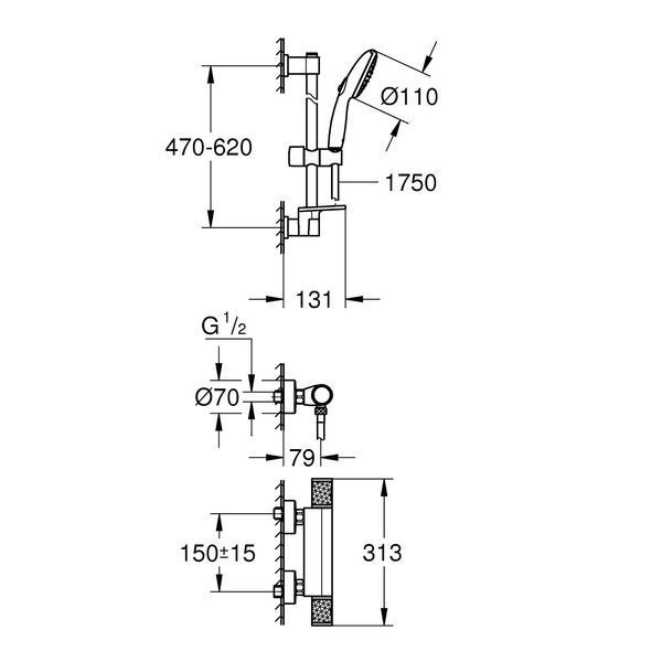 Смеситель термостатический для душа Grohe QuickFix Precision Feel 34791001 CV034495 фото
