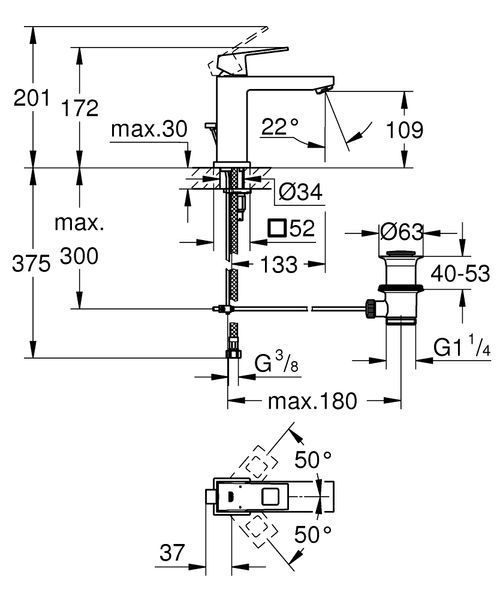 Eurocube Одноважільний змішувач для раковини M-Size (23445000) 23445000 фото