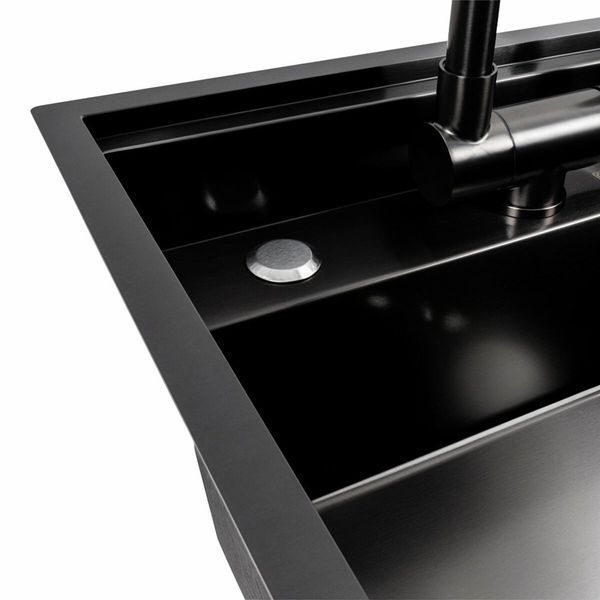 Кухонна мийка CM 50*50 прихована PVD чорна Platinum Handmade 44558 фото