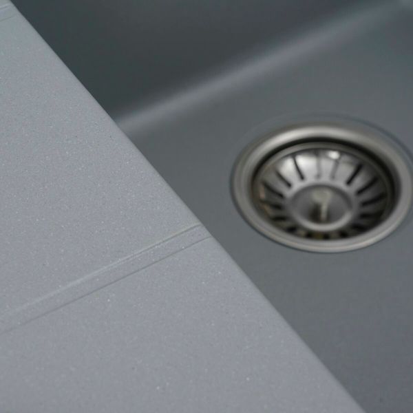 Гранітна мийка для кухні Platinum 9950 PANDORA матова Сірий металік 3685 фото
