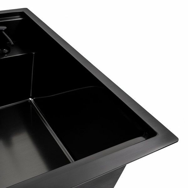 Кухонна мийка CM 50*50 прихована PVD чорна Platinum Handmade 44558 фото