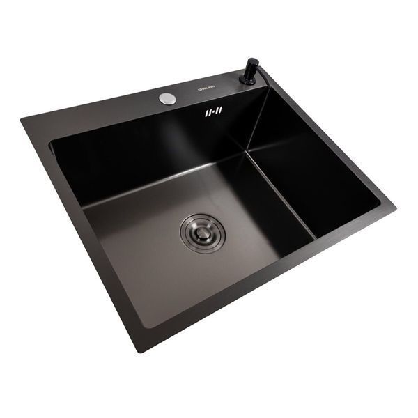 Комплект кухонної мийки Valeso 60х50HM PVD ST06 nero SL73116 фото