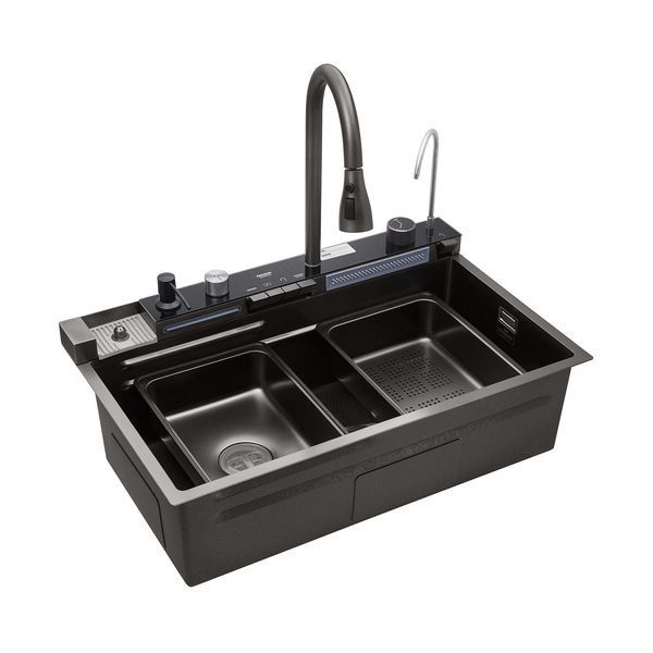 Кухонна мийка Kroner KRP Schwarze - SET7546ARTHM PVD (3.0/0.8 мм) CV033375 фото