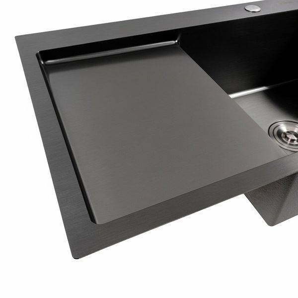Кухонна мийка PVD чорна 78*50 R Platinum Handmade (круглий сифон 3.0/0.8) 44566 фото