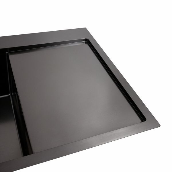 Кухонна мийка Platinum Handmade 78*50В L PVD чорна (товщина 3.0/1.0 мм) 37686 фото